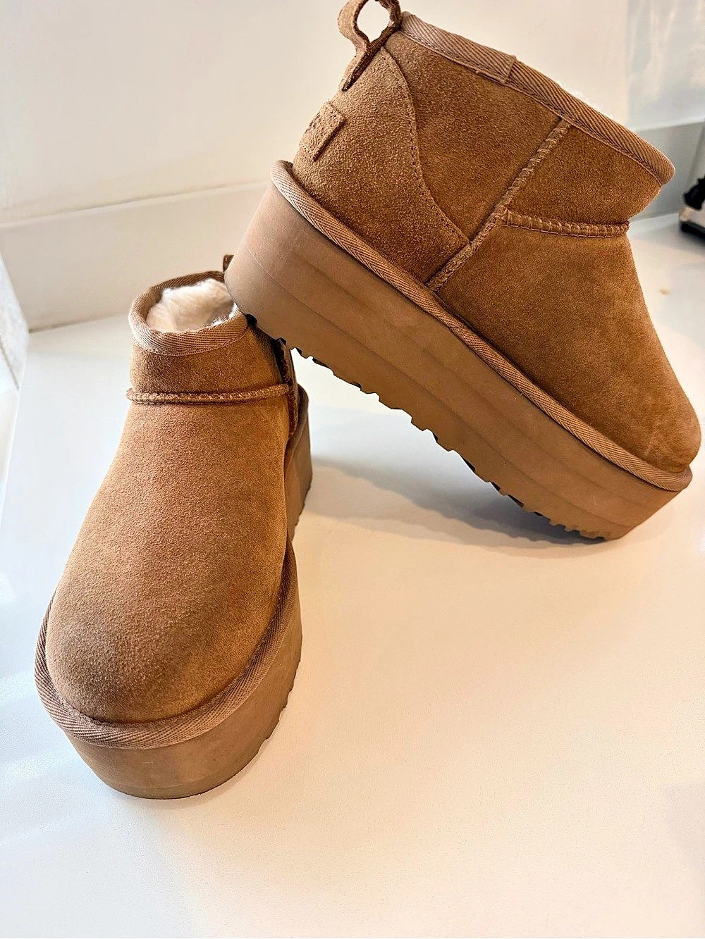 UGG Classic Ultra Mini Platform Ankle Boots Brown US 7 Like New